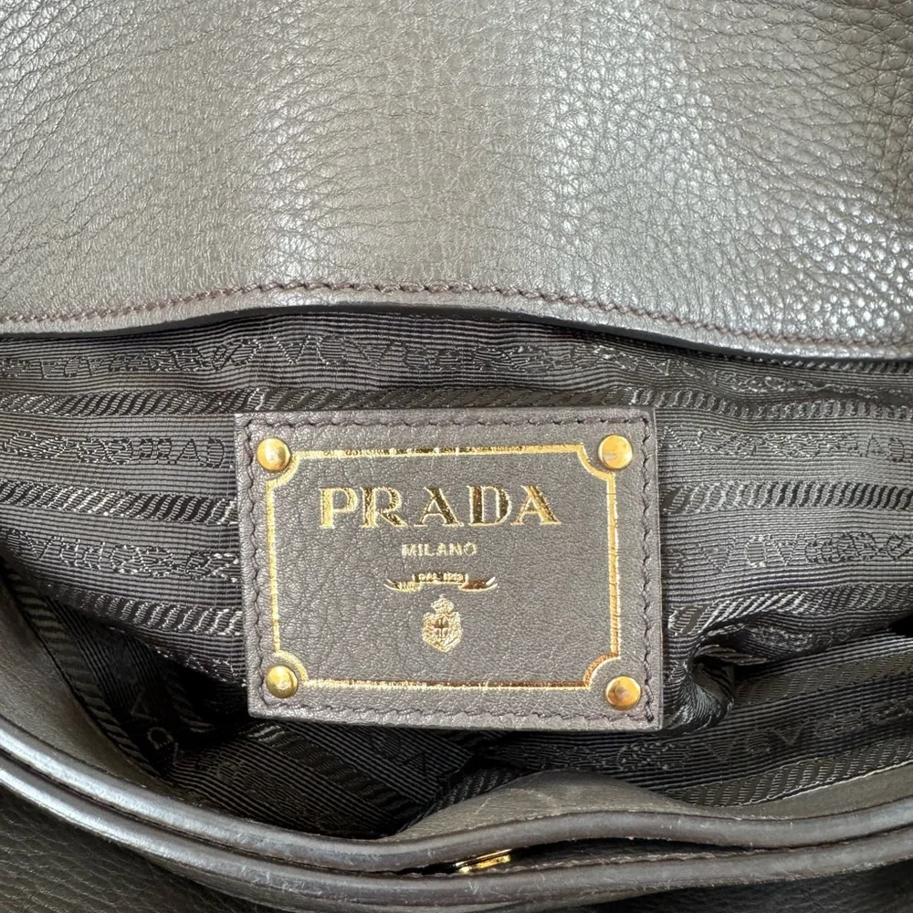 Prada Dark Gray Leather Tote Bag - Picture 2 of 16